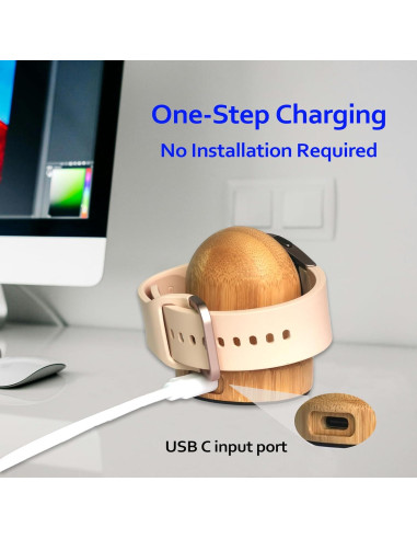 Base de Carga Inalámbrica Rápida para Samsung Galaxy Watch - Bambú