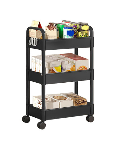 Carro Rodante de Almacenamiento 3 Niveles Genérico Negro