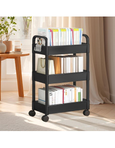 Carro Rodante de Almacenamiento 3 Niveles Genérico Negro 2