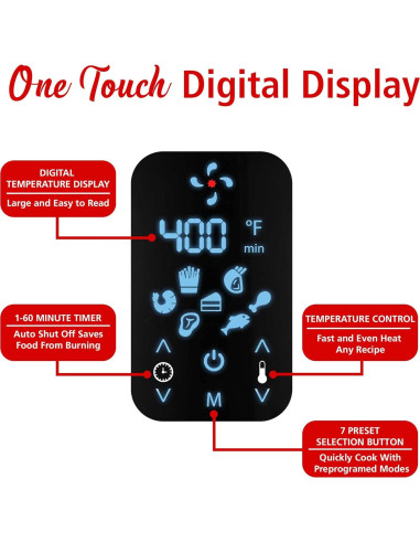 Freidora de Aire Digital Brentwood AF-400DR 4L Roja