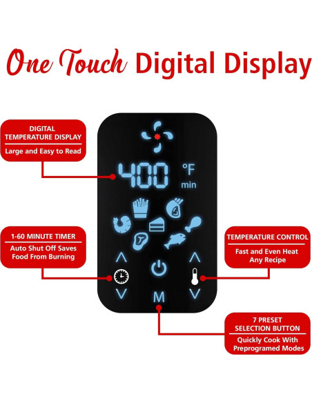 Freidora de Aire Digital Brentwood AF-400DR 4L Roja Freidora de Aire Digital Brentwood AF-400DR 4L Roja