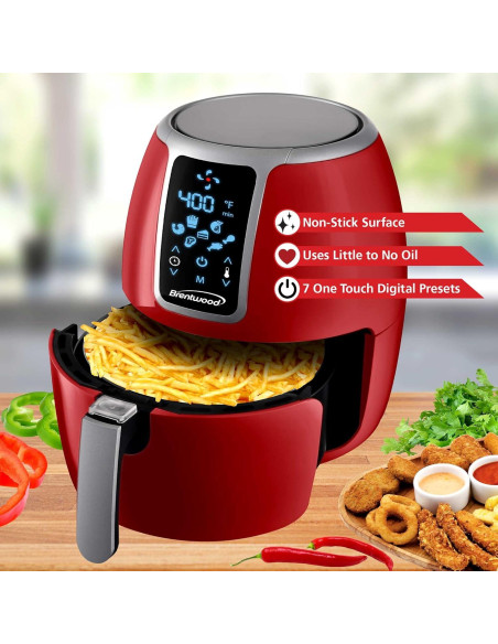 Freidora de Aire Digital Brentwood AF-400DR 4L Roja Freidora de Aire Digital Brentwood AF-400DR 4L Roja