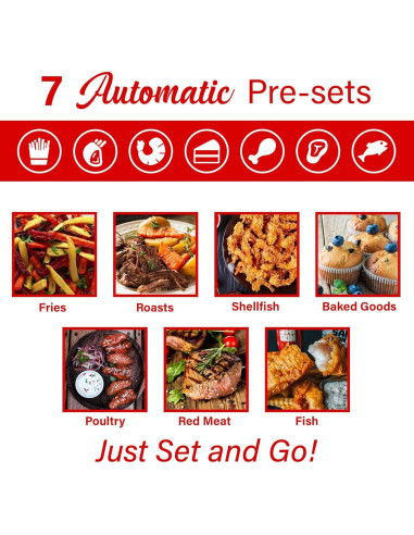 Freidora de Aire Digital Brentwood AF-400DR 4L Roja