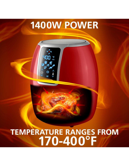 Freidora de Aire Digital Brentwood AF-400DR 4L Roja Freidora de Aire Digital Brentwood AF-400DR 4L Roja