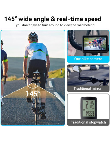 Cámara de Bicicleta FEISIKE con Pantalla HD 4.3" Inalámbrica