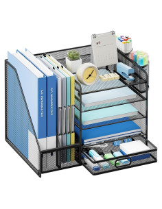 Organizador de Escritorio Lavatino 5 Niveles con Cajón Negro