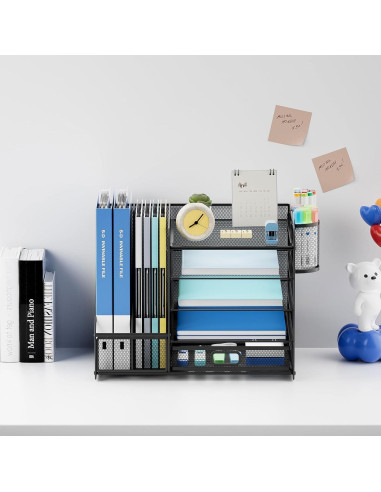 Organizador de Escritorio Lavatino 5 Niveles con Cajón Negro