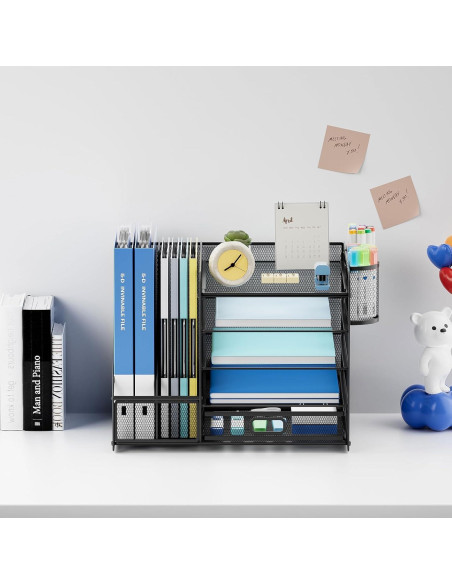 Organizador de Escritorio Lavatino 5 Niveles con Cajón Negro