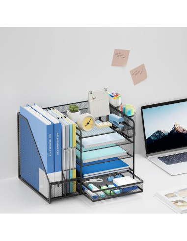 Organizador de Escritorio Lavatino 5 Niveles con Cajón Negro