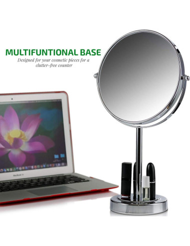 Espejo de Mesa OVENTE Doble Cara 1X 7X Cromo Pulido Paquete 2