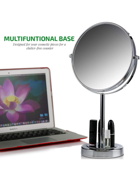 Espejo de Mesa OVENTE Doble Cara 1X 7X Cromo Pulido Paquete 2