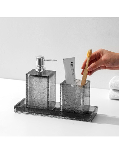 Juego de Accesorios de Baño Haocoott 4 Piezas Gris Resina