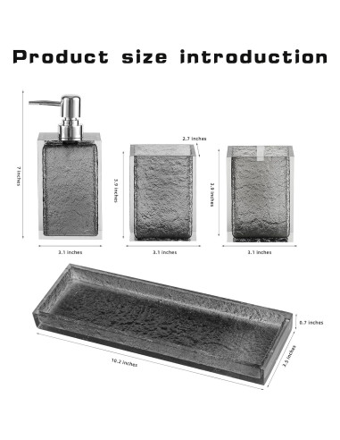 Juego de Accesorios de Baño Haocoott 4 Piezas Gris Resina