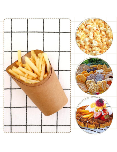 100 Soportes Desechables para Papas Fritas Honeydak 14 oz