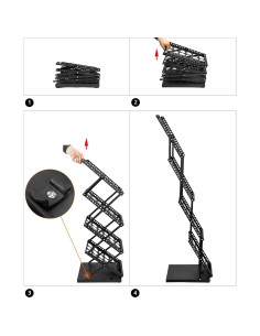 Soporte de Folletos Plegable QWORK 4 Bolsillos Negro 2