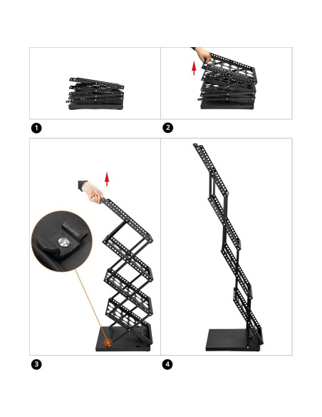 Soporte de Folletos Plegable QWORK 4 Bolsillos Negro