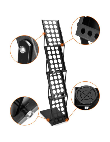 Soporte de Folletos Plegable QWORK 4 Bolsillos Negro