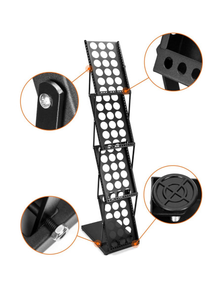 Soporte de Folletos Plegable QWORK 4 Bolsillos Negro