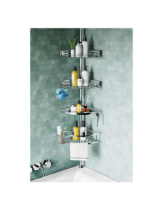 Caddy de Ducha de Esquina HAMITOR Ajustable Acero Inoxidable 4 Niveles