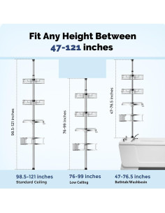 Caddy de Ducha de Esquina HAMITOR Ajustable Acero Inoxidable 4 Niveles 2