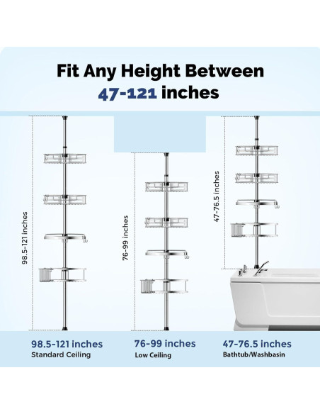 Caddy de Ducha de Esquina HAMITOR Ajustable Acero Inoxidable 4 Niveles