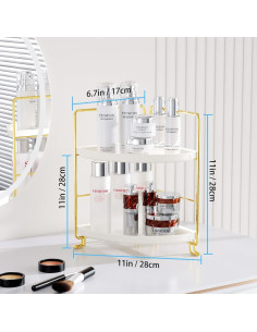 Organizador de Esquina para Baño FSyueyun 2 Niveles Dorado 2