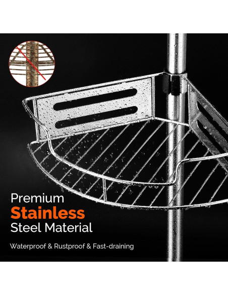 Caddy de Ducha de Esquina HAMITOR Ajustable Acero Inoxidable 4 Niveles