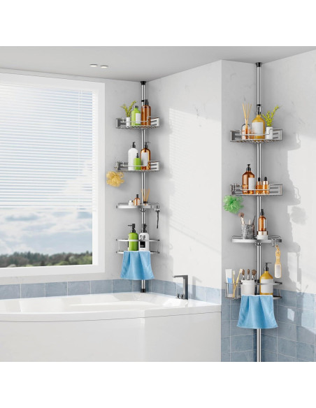 Caddy de Ducha de Esquina HAMITOR Ajustable Acero Inoxidable 4 Niveles