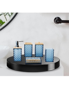 Juego de Accesorios de Baño Azul TUANYO 6 Piezas Acrílico 2
