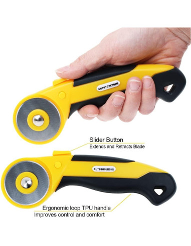Cortador Rotativo 45mm AUTOTOOLHOME con 10 Cuchillas Repuesto