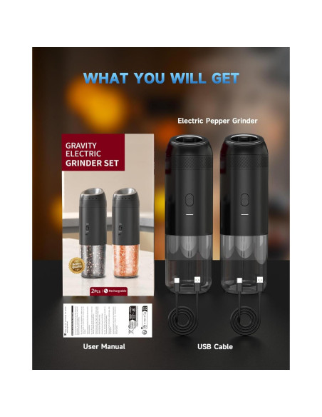 Juego de Molinillos Eléctricos de Sal y Pimienta CEVING 176ml