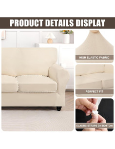 Funda de Sofá Stretch SearchI 3 Piezas Loveseat Beige 2