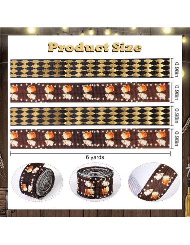 4 Rollos de Cinta Cheerupp Negro y Dorado para Manualidades