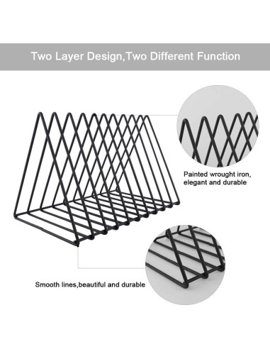 Organizador de Escritorio Triangular Urban Deco - Metal Negro 10 Secciones
