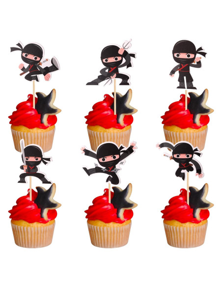24 Adornos para Cupcakes Ninja ZHUOWEISM Decoración Fiesta 24 Adornos para Cupcakes Ninja ZHUOWEISM Decoración Fiesta