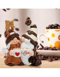 Gnomos de Café Zonling Decoración de Mesa 11.4 cm Hecho a Mano 2