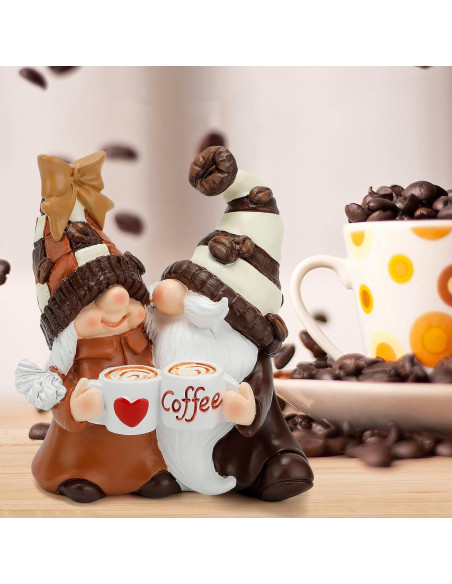Gnomos de Café Zonling Decoración de Mesa 11.4 cm Hecho a Mano