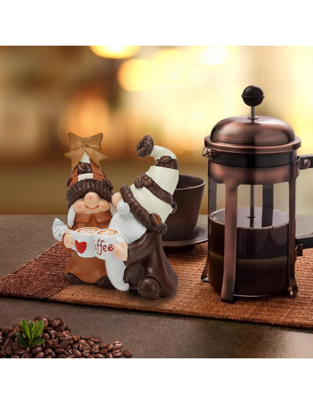 Gnomos de Café Zonling Decoración de Mesa 11.4 cm Hecho a Mano
