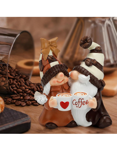Gnomos de Café Zonling Decoración de Mesa 11.4 cm Hecho a Mano