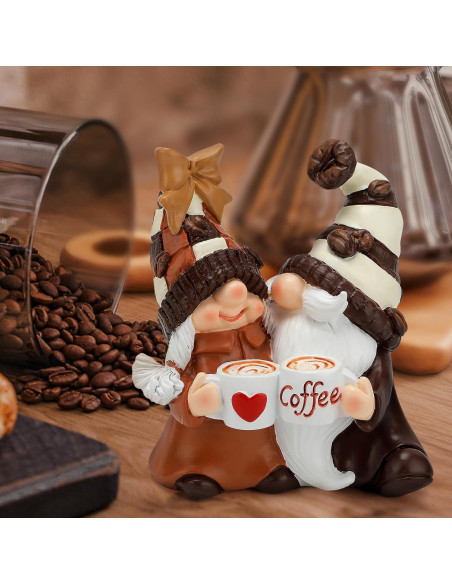 Gnomos de Café Zonling Decoración de Mesa 11.4 cm Hecho a Mano