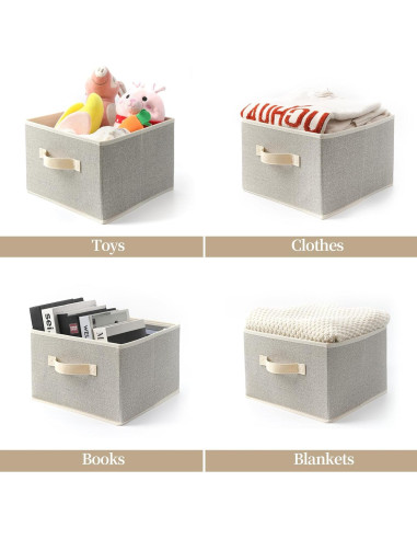 Cestas de Almacenamiento EITMOW 27.94x27.94x19.81cm Beige (2PCS)