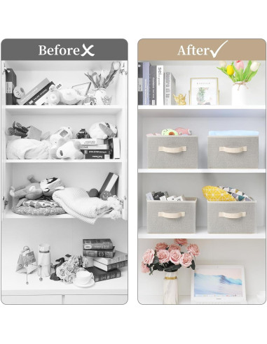 Cestas de Almacenamiento EITMOW 27.94x27.94x19.81cm Beige (2PCS)