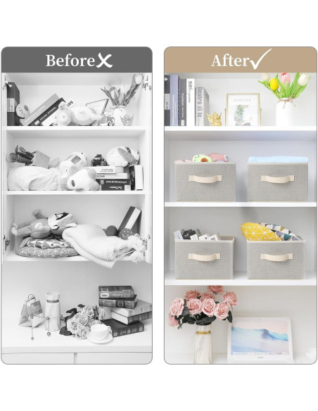 Cestas de Almacenamiento EITMOW 27.94x27.94x19.81cm Beige (2PCS)