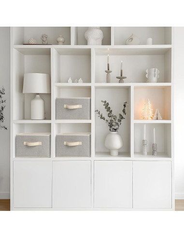 Cestas de Almacenamiento EITMOW 27.94x27.94x19.81cm Beige (2PCS)