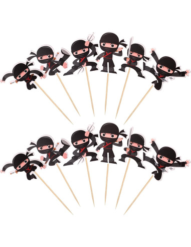 24 Adornos para Cupcakes Ninja ZHUOWEISM Decoración Fiesta