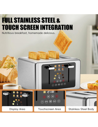 Tostadora de 4 Rebanadas Whall KST076AU Acero Inoxidable Táctil