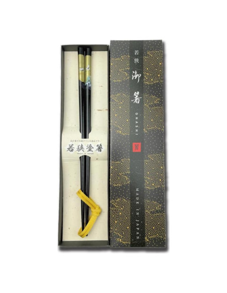 Palillos Japoneses Premium de Madera con Arte de Laca - Grulla Dorada Palillos Japoneses Premium de Madera con Arte de Laca - Grulla Dorada
