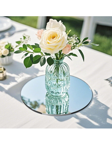 12 Placas de Espejo Redondas LUDEOU 15 cm para Centros de Mesa