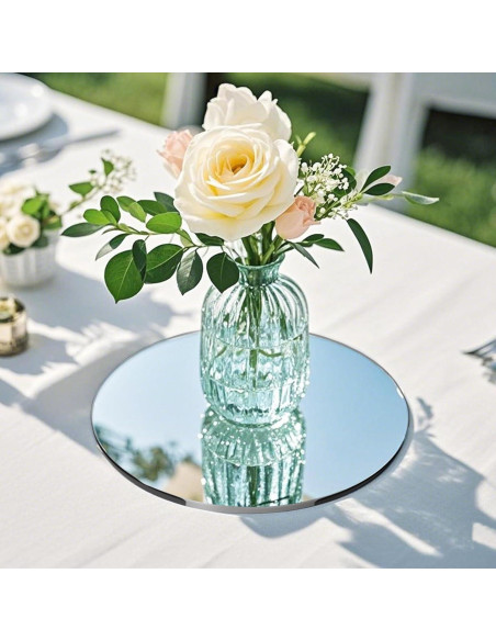 12 Placas de Espejo Redondas LUDEOU 15 cm para Centros de Mesa