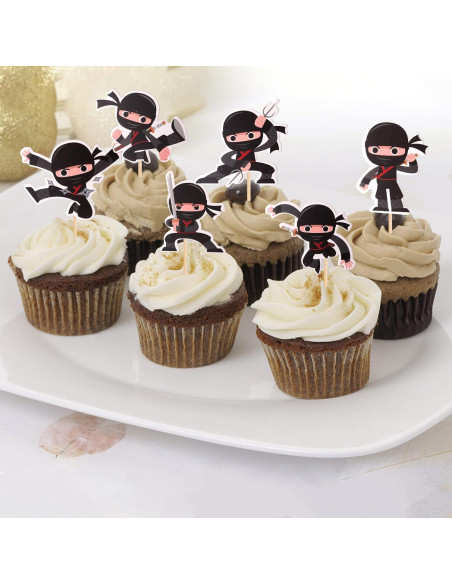 24 Adornos para Cupcakes Ninja ZHUOWEISM Decoración Fiesta 24 Adornos para Cupcakes Ninja ZHUOWEISM Decoración Fiesta
